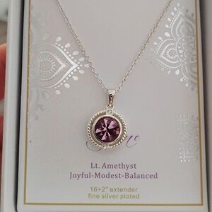 City Lane Amethyst Fine Silver‎ Plated Pendant Necklace